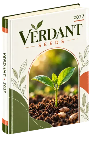Contemporary layout diary cover concept for agri & seeds, sample brand Verdant