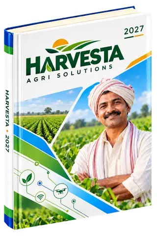 Editorial geometry diary cover concept for agri & seeds, sample brand Harvesta