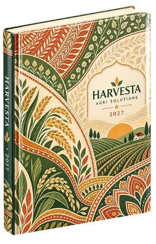 Indian modern diary cover concept for agri & seeds, sample brand Harvesta