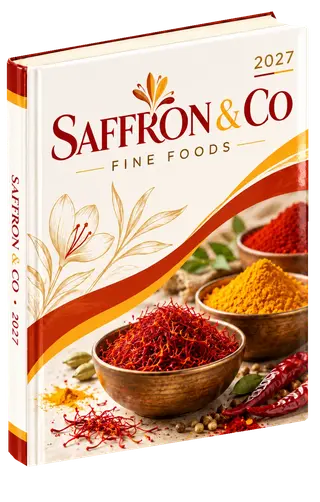 Photo signature diary cover concept for food & fmcg, sample brand Saffron & Co