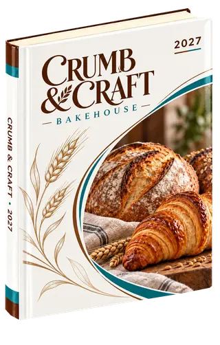 Editorial geometry diary cover concept for food & fmcg, sample brand Crumb & Craft