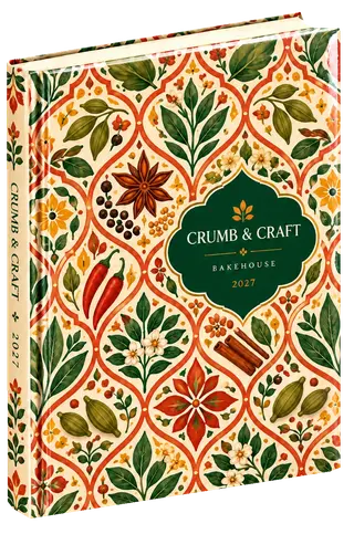 Indian modern diary cover concept for food & fmcg, sample brand Crumb & Craft