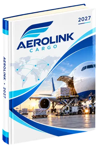 Contemporary layout diary cover concept for logistics, sample brand Aerolink