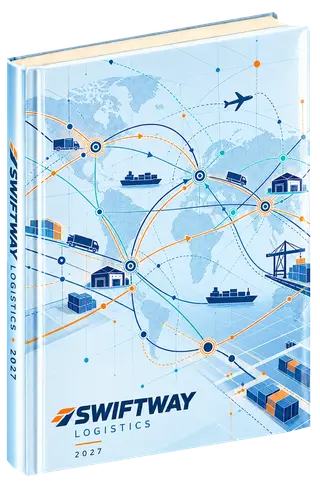 Precision grid diary cover concept for logistics, sample brand Swiftway