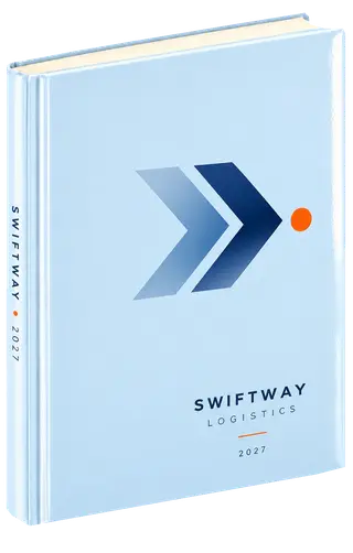 Quiet signature diary cover concept for logistics, sample brand Swiftway