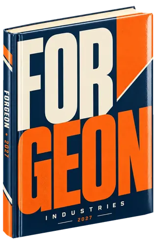Bold type diary cover concept for manufacturing, sample brand Forgeon