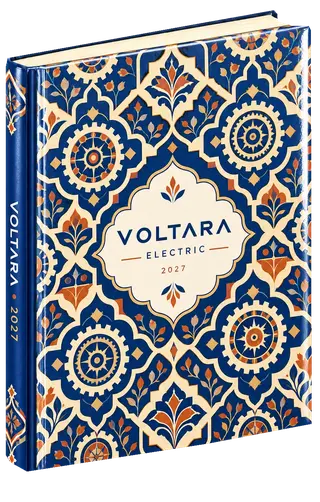 Indian modern diary cover concept for manufacturing, sample brand Voltara