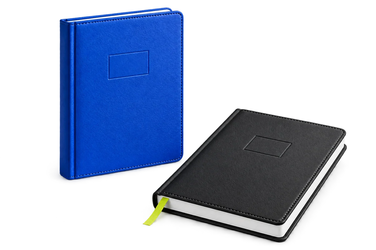 Illustrative premium diary covers and material finishes