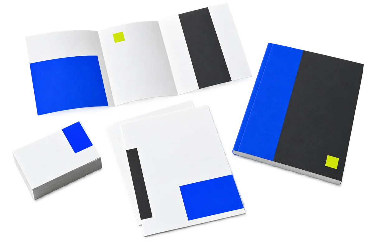 Illustrative custom business stationery and brochures