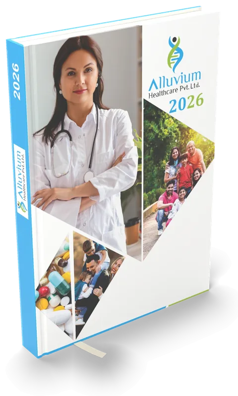 Healthcare diary 2026 with a doctor portrait and a photo collage — 3D mockup